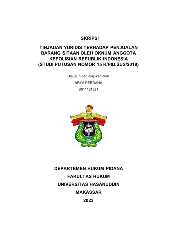 TINJAUAN YURIDIS TERHADAP PENJUALAN BARANG SITAAN OLEH OKNUM ANGGOTA ...